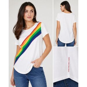 Simply Vera Vera Wang L Rainbow Graphic Tee White Short Sleeve Shirt NWT
